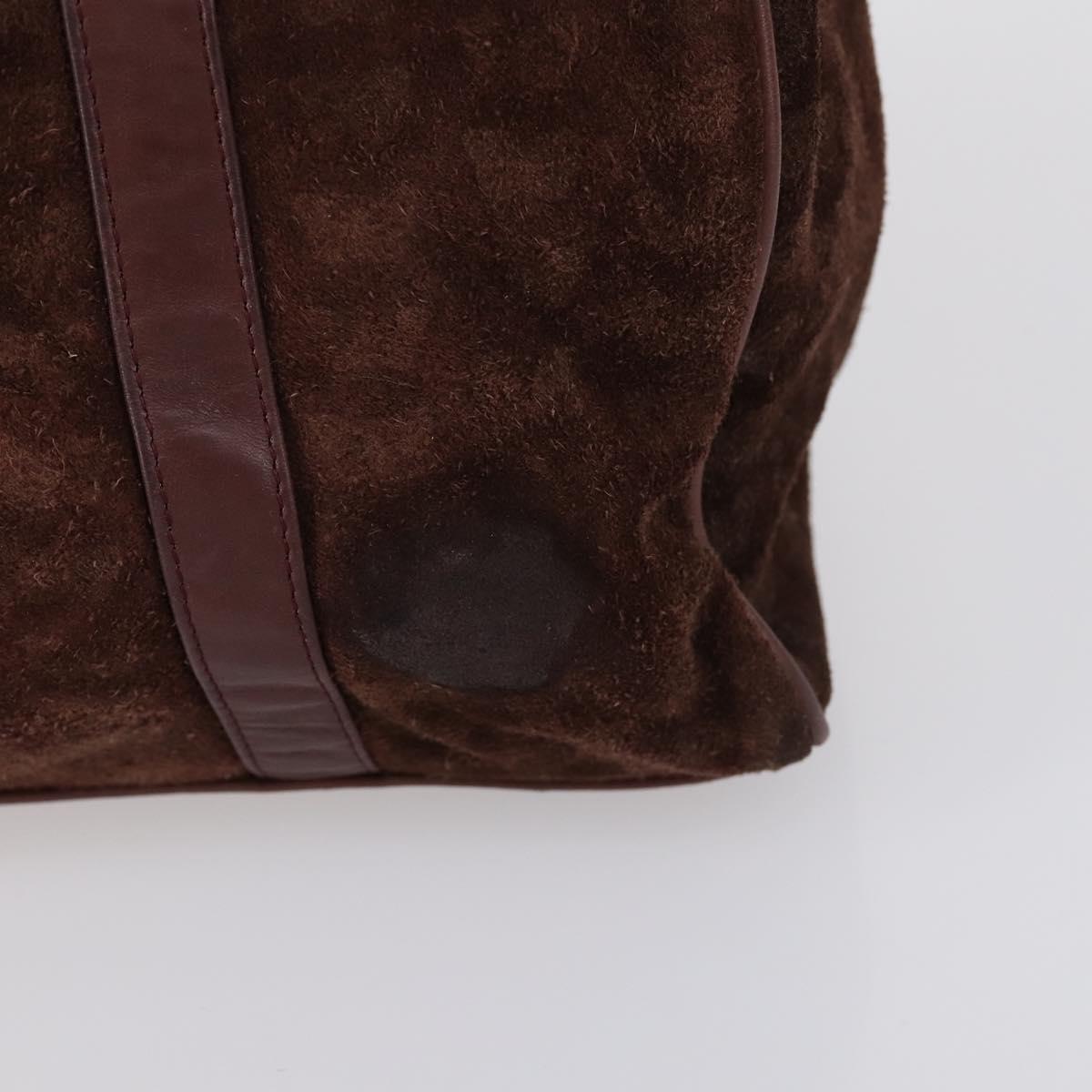 Christian Dior BOTTEGA VENETA Hand Bag Suede PVC 2 Set Brown Gold Auth bs30859