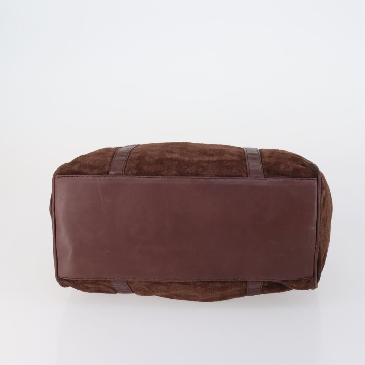 Christian Dior BOTTEGA VENETA Hand Bag Suede PVC 2 Set Brown Gold Auth bs30859