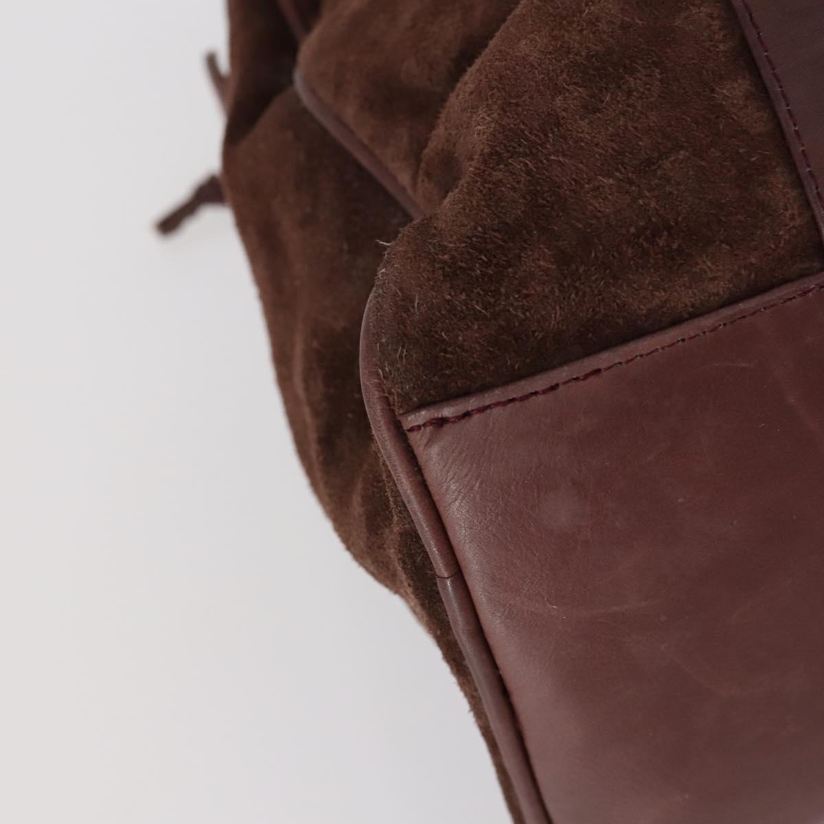 Christian Dior BOTTEGA VENETA Hand Bag Suede PVC 2 Set Brown Gold Auth bs30859