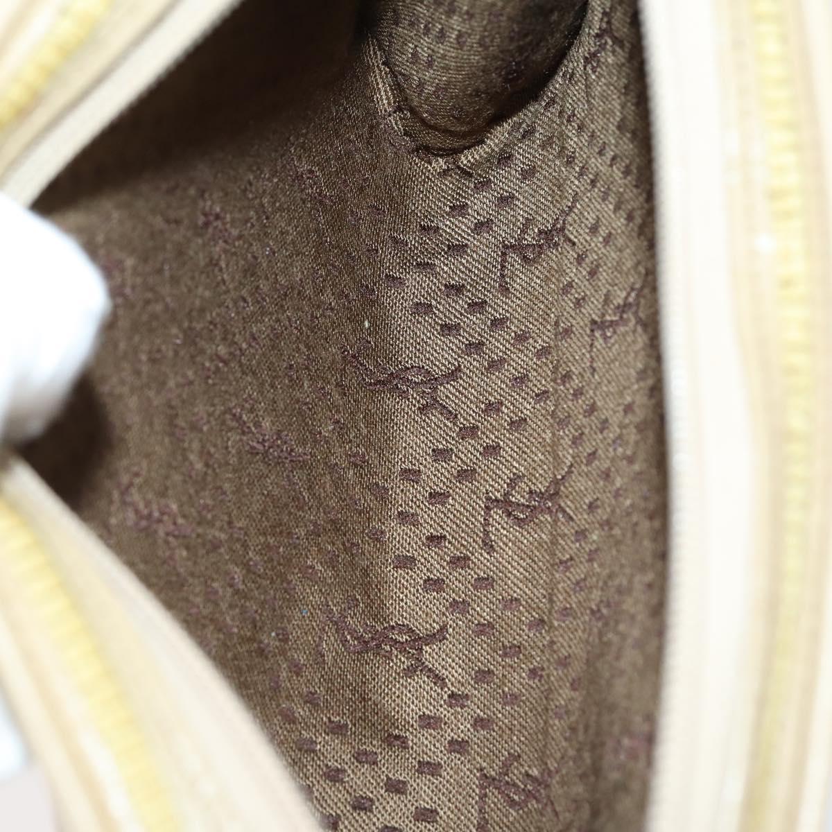 SAINT LAURENT Clutch Bag Leather 2 Set Beige Black Auth bs30862