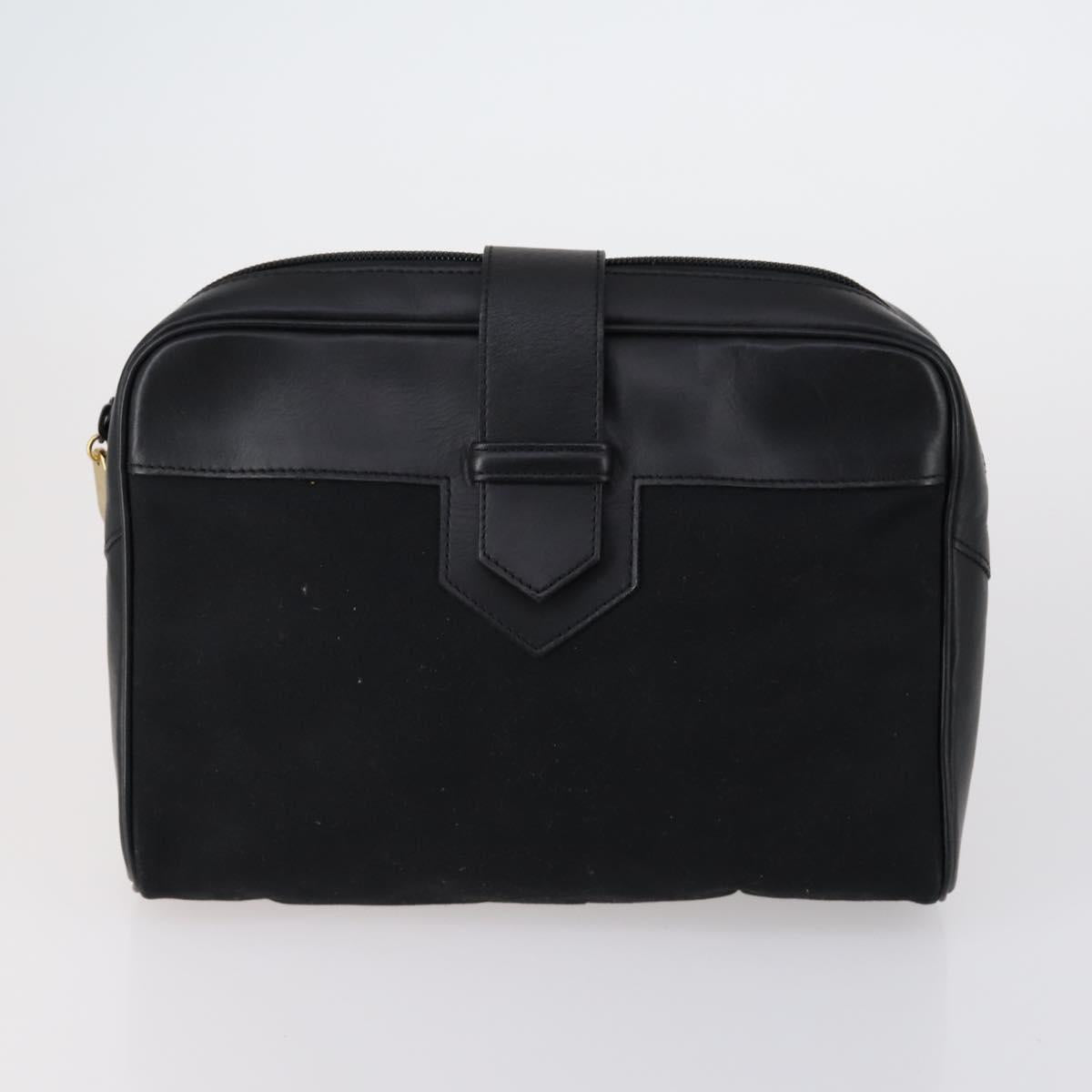 SAINT LAURENT Clutch Bag Leather 2 Set Beige Black Auth bs30862