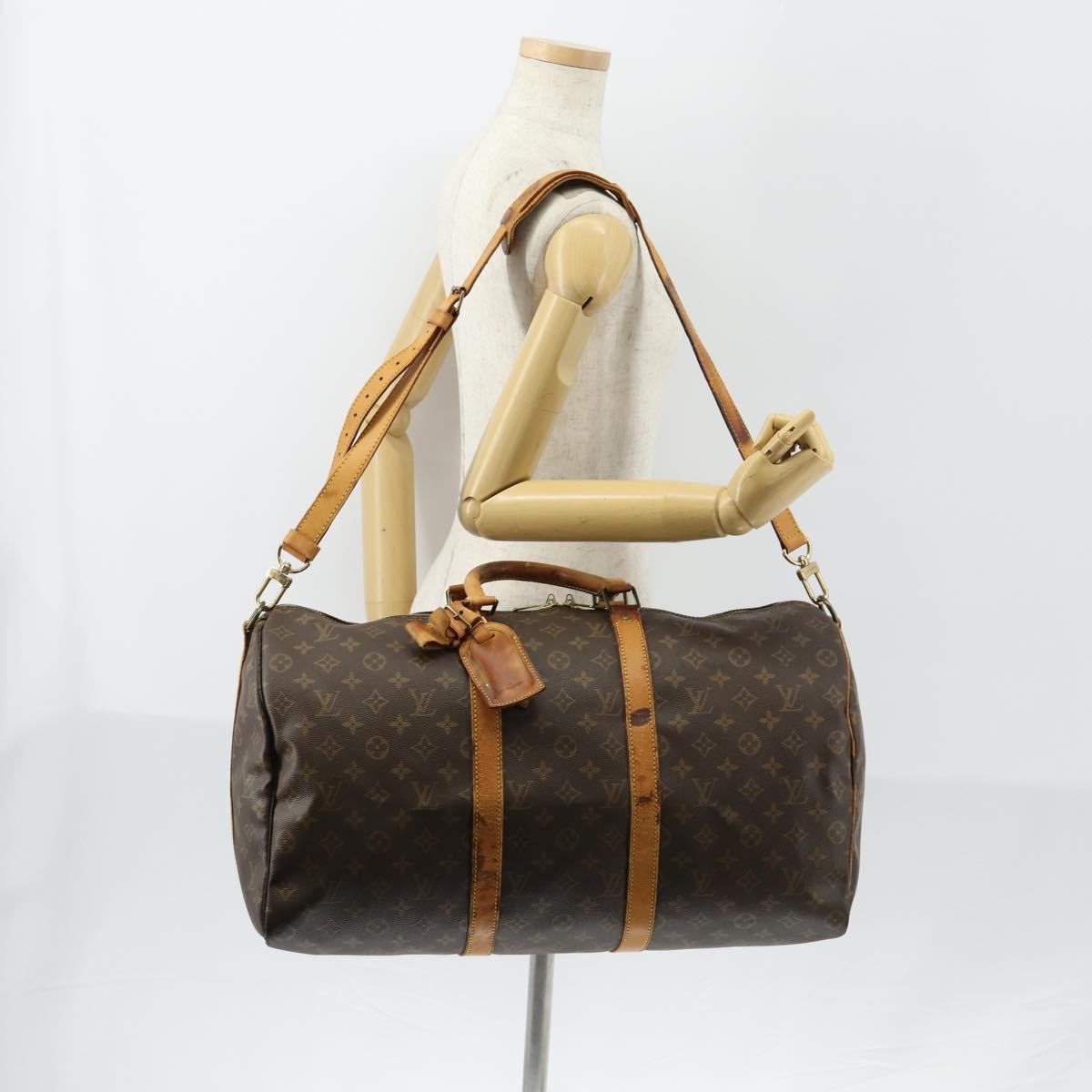 LOUIS VUITTON Monogram Keepall Bandouliere 50 Boston Bag M41416 LV Auth bs30888