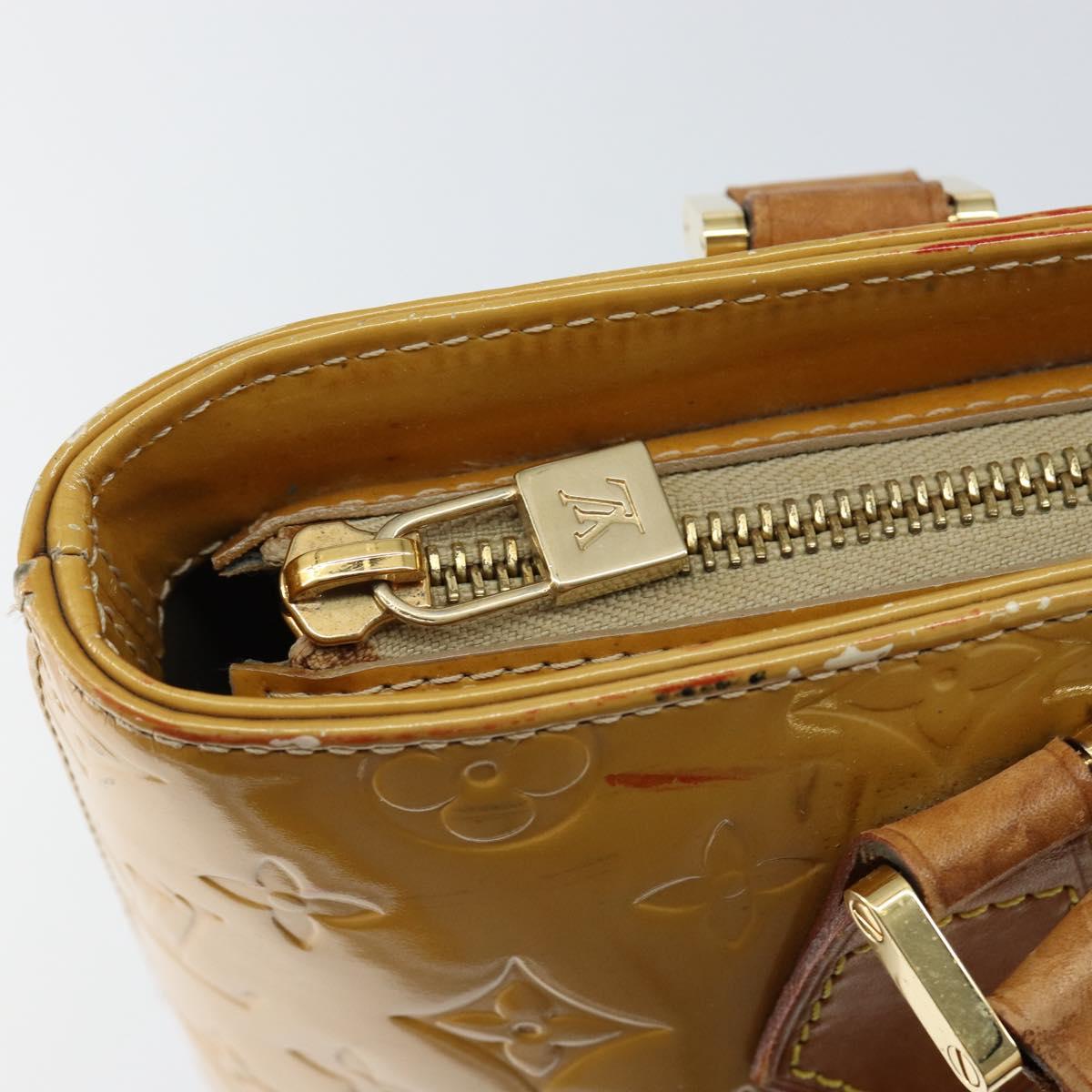 LOUIS VUITTON Monogram Vernis Houston Hand Bag Beige M91004 LV Auth bs30905