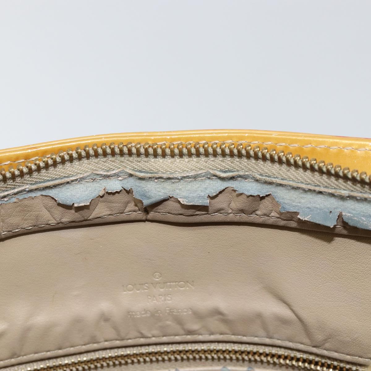 LOUIS VUITTON Monogram Vernis Houston Hand Bag Beige M91004 LV Auth bs30905