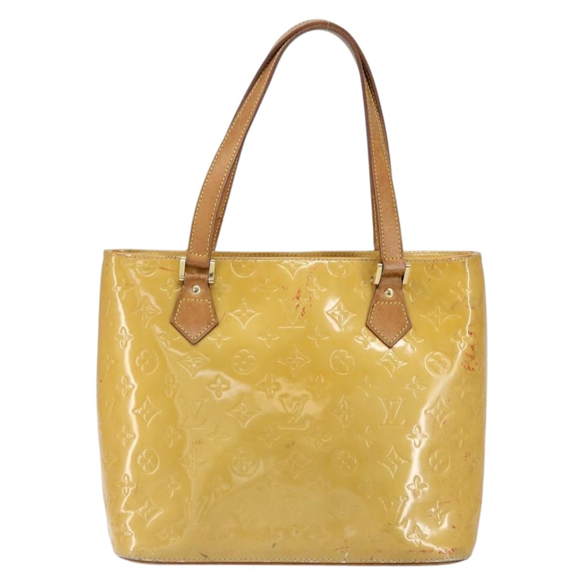 LOUIS VUITTON Monogram Vernis Houston Hand Bag Beige M91004 LV Auth bs30905