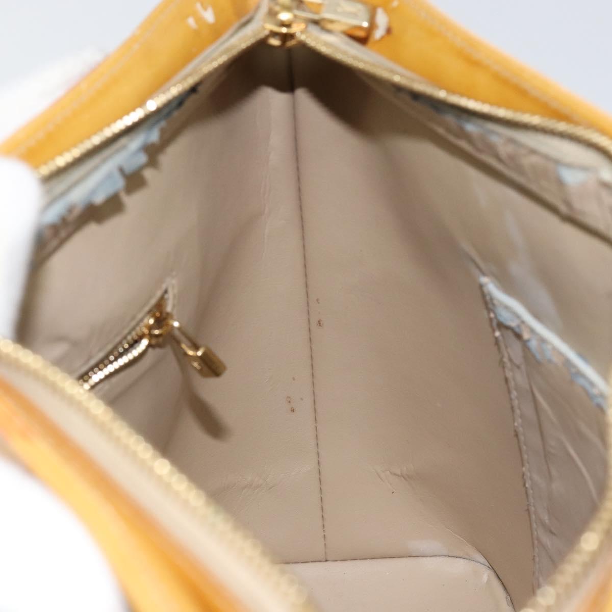 LOUIS VUITTON Monogram Vernis Houston Hand Bag Beige M91004 LV Auth bs30905