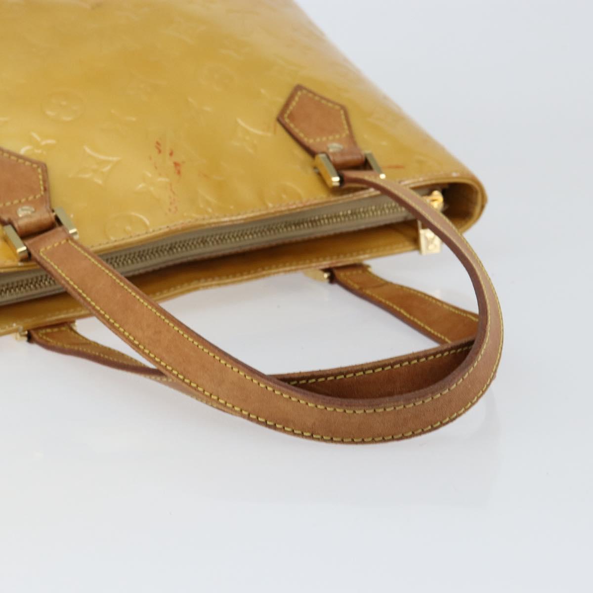 LOUIS VUITTON Monogram Vernis Houston Hand Bag Beige M91004 LV Auth bs30905