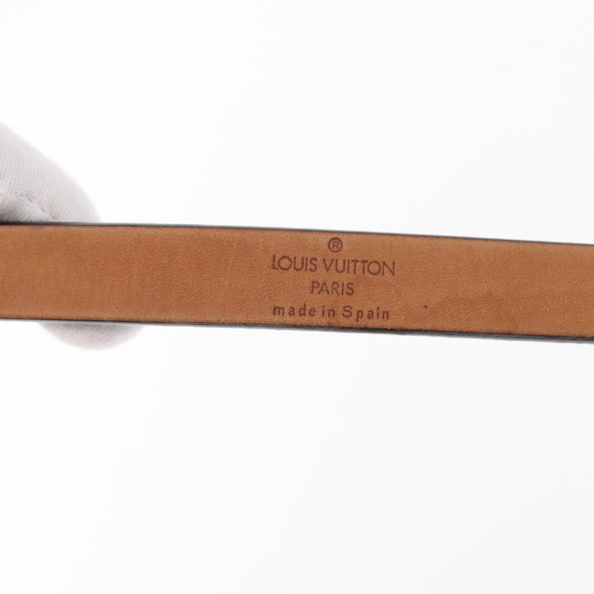 LOUIS VUITTON Ceinture Carre Belt Leather 34.6"" Black Silver LV Auth bs30911