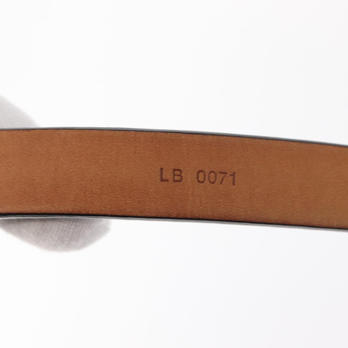 LOUIS VUITTON Ceinture Carre Belt Leather 34.6"" Black Silver LV Auth bs30911