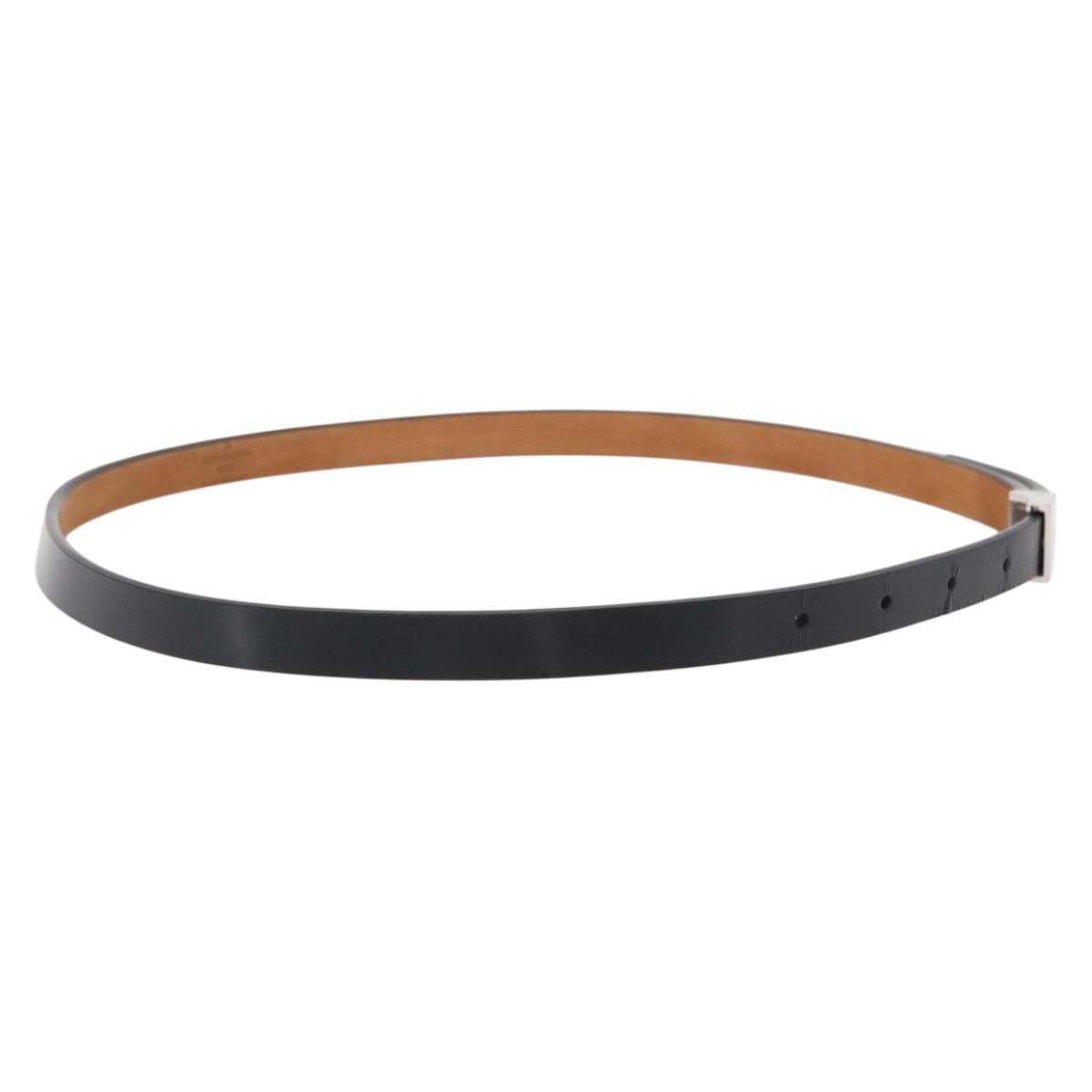 LOUIS VUITTON Ceinture Carre Belt Leather 34.6"" Black Silver LV Auth bs30911