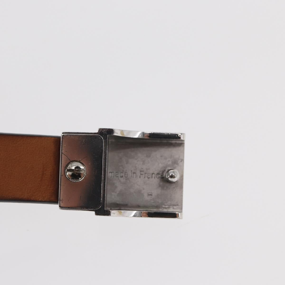LOUIS VUITTON Ceinture Carre Belt Leather 34.6"" Black Silver LV Auth bs30911