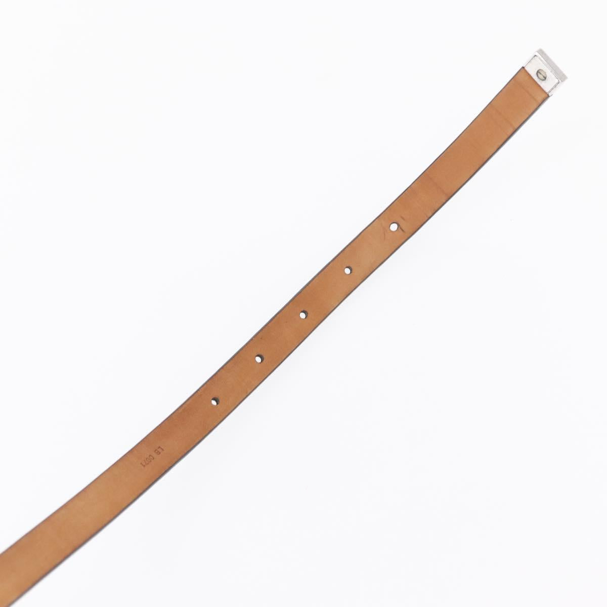 LOUIS VUITTON Ceinture Carre Belt Leather 34.6"" Black Silver LV Auth bs30911