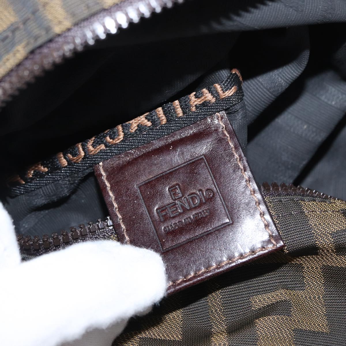 FENDI Zucca Canvas Pouch Black Brown Auth bs30912