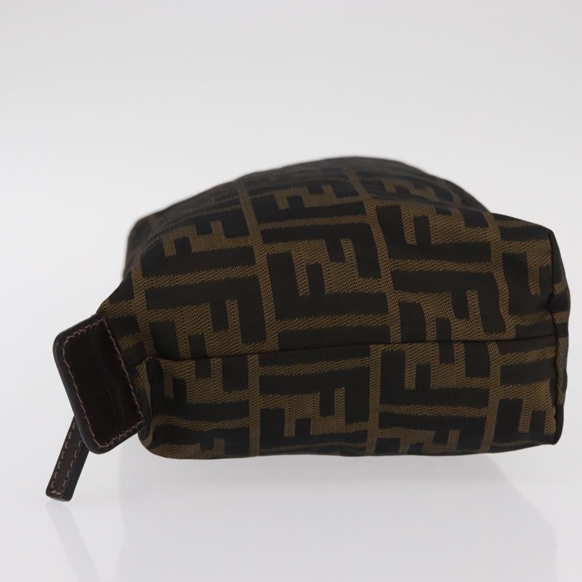 FENDI Zucca Canvas Pouch Black Brown Auth bs30912