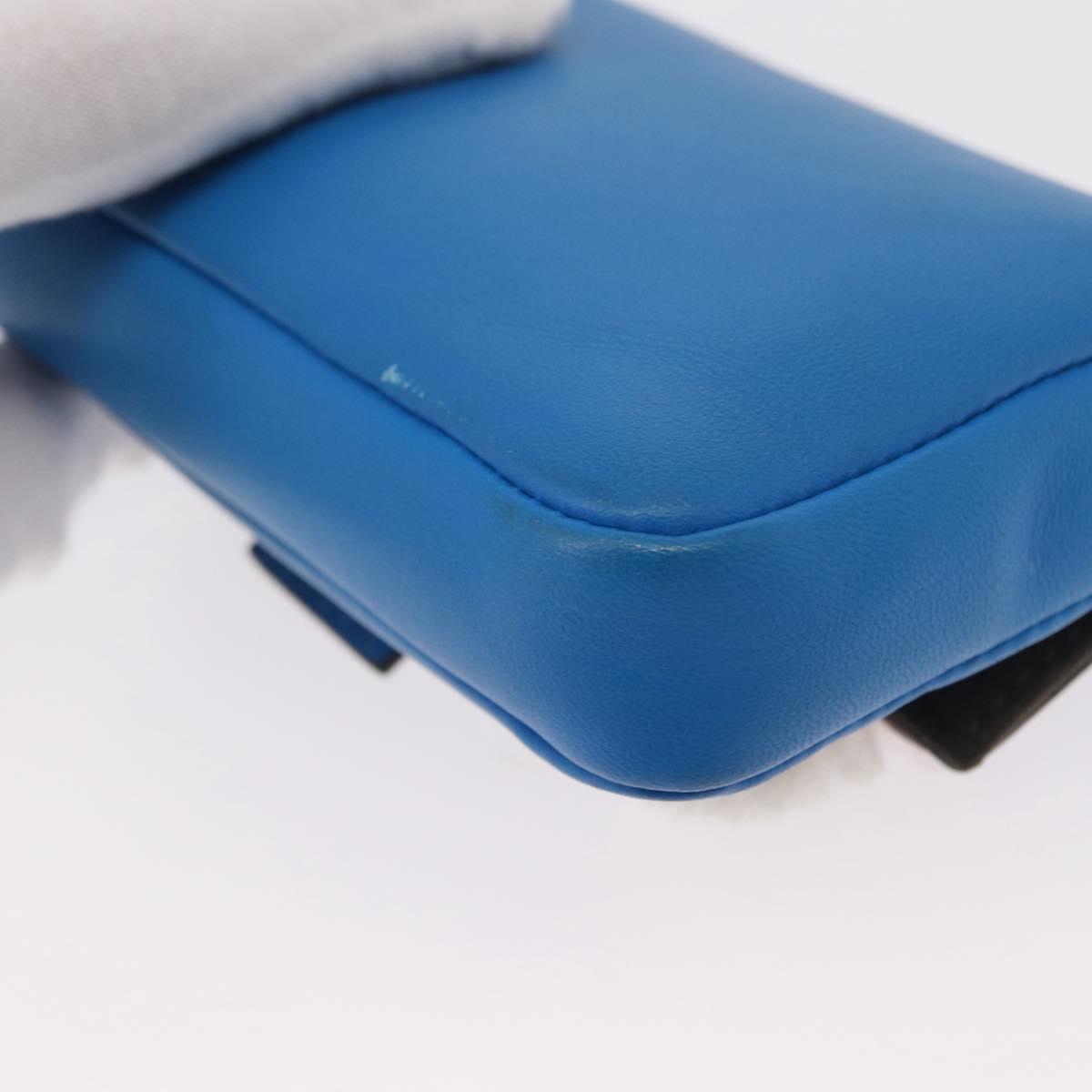 FENDI Micro Bucket Monster Shoulder Bag Leather 2way Blue Silver Auth bs30913