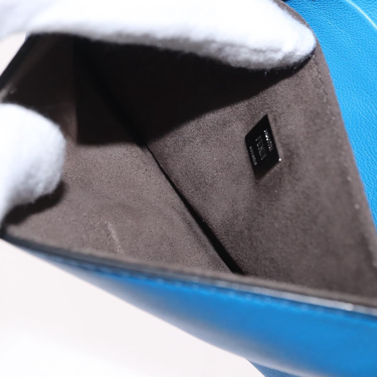 FENDI Micro Bucket Monster Shoulder Bag Leather 2way Blue Silver Auth bs30913