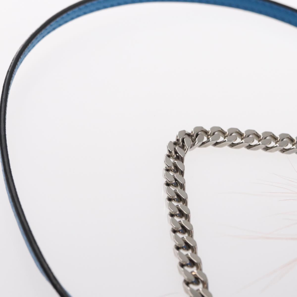 FENDI Micro Bucket Monster Shoulder Bag Leather 2way Blue Silver Auth bs30913