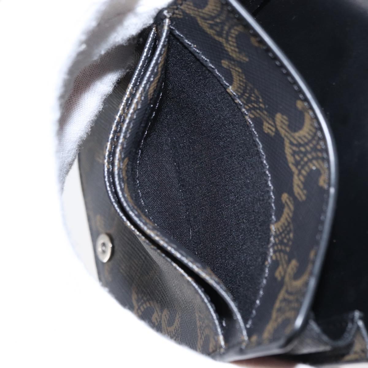 CELINE Triomphe Macadam Canvas Phone Pouch PVC Black Auth bs30914