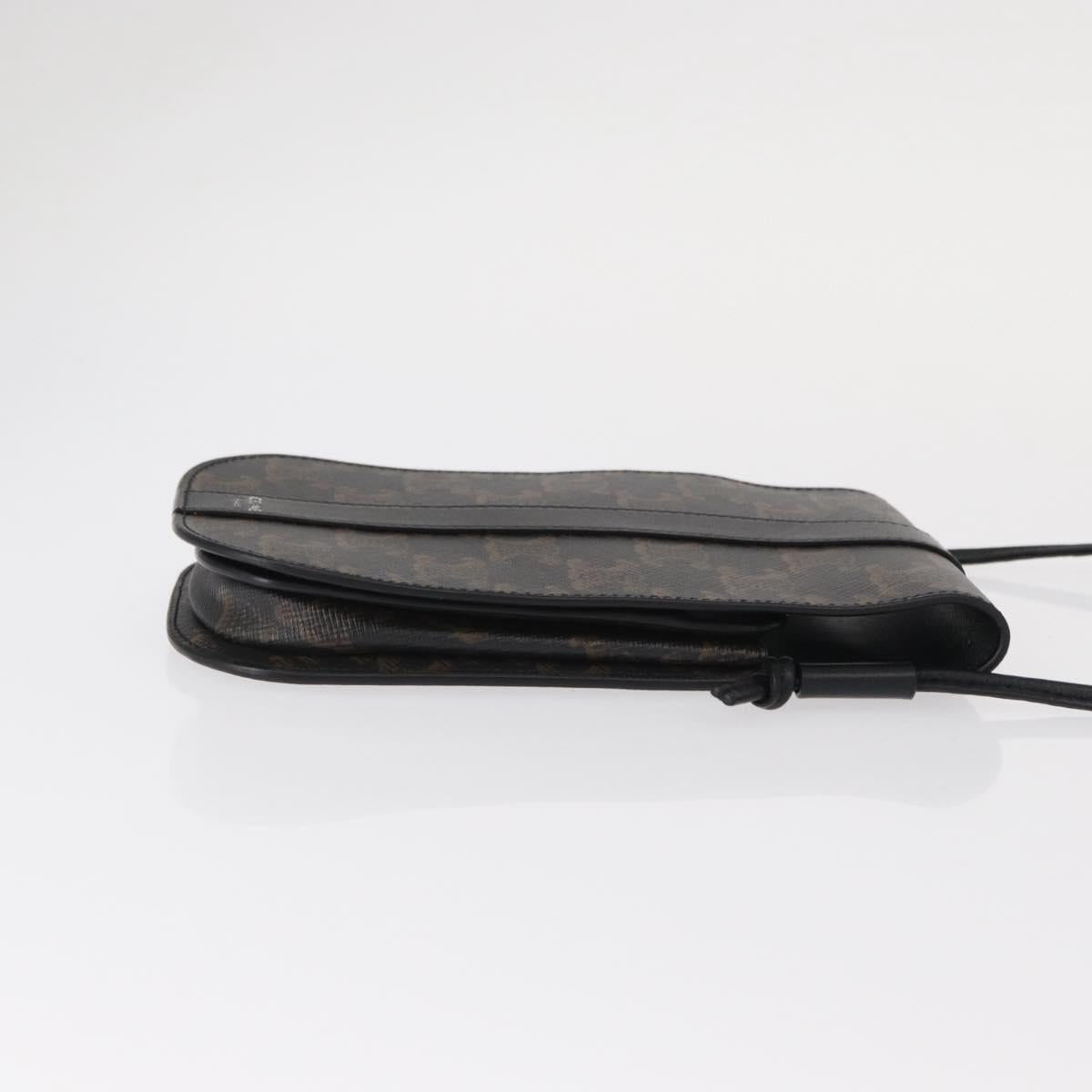 CELINE Triomphe Macadam Canvas Phone Pouch PVC Black Auth bs30914