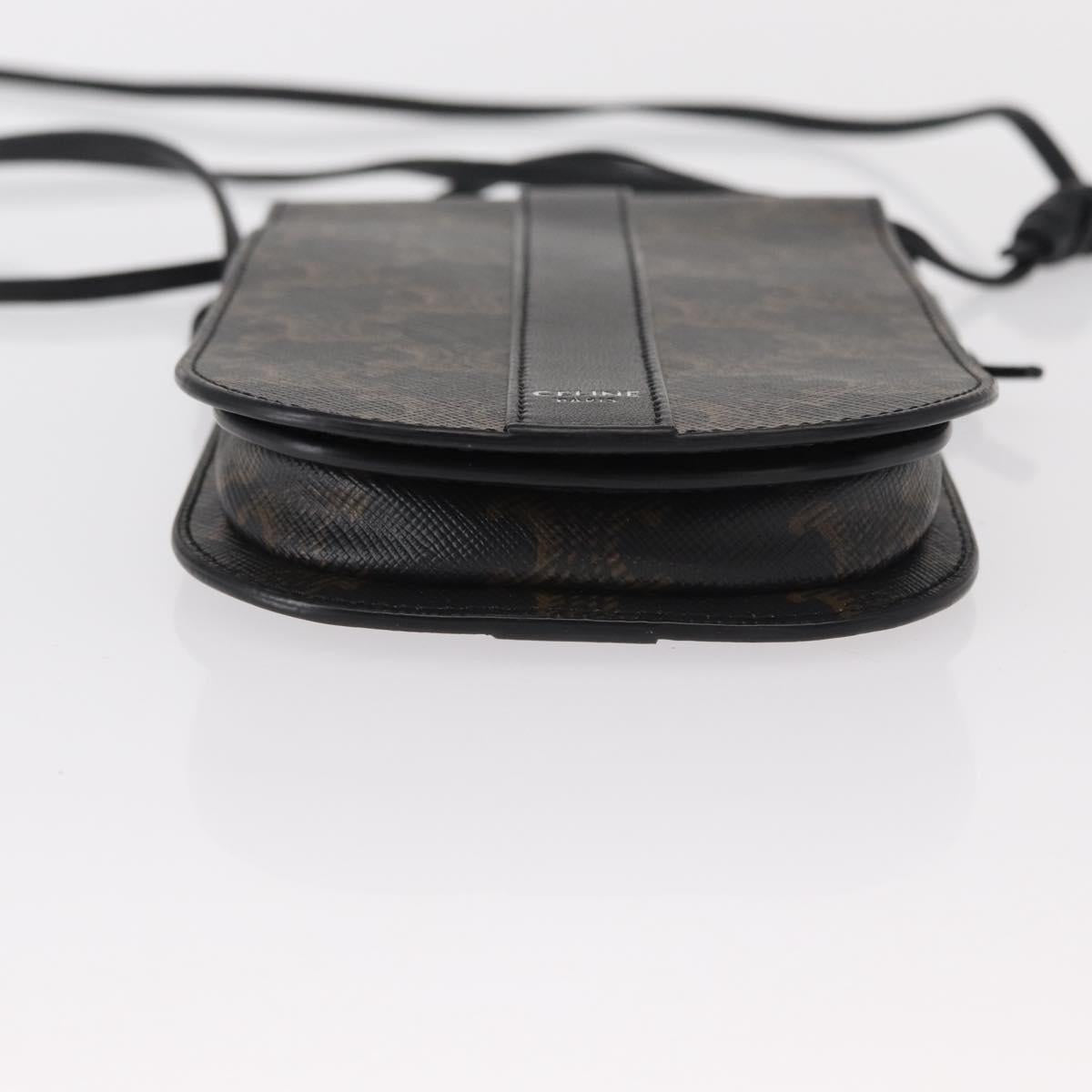 CELINE Triomphe Macadam Canvas Phone Pouch PVC Black Auth bs30914