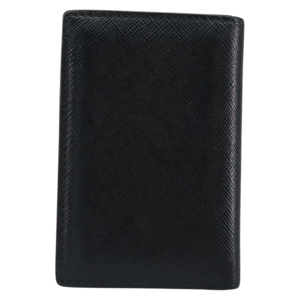 PRADA Card Case Safiano leather Black Auth bs30916