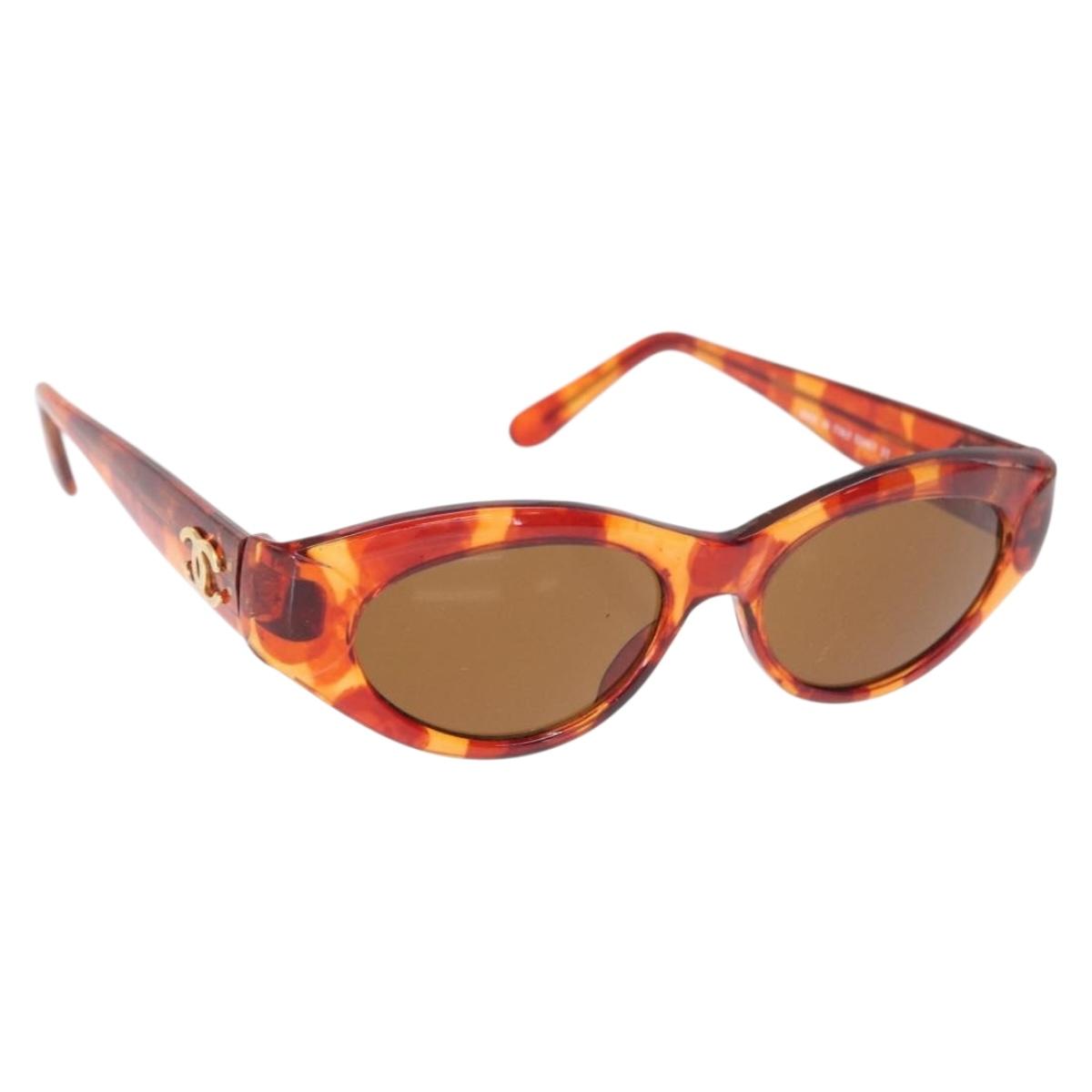 CHANEL Sunglasses Plastic Orange CC Auth bs30917