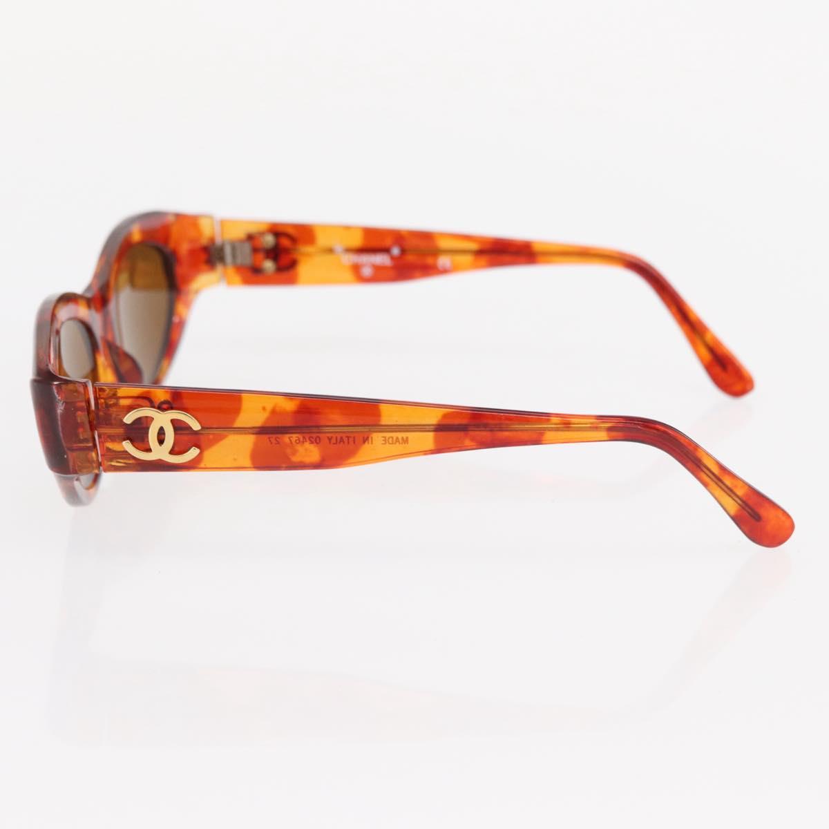 CHANEL Sunglasses Plastic Orange CC Auth bs30917