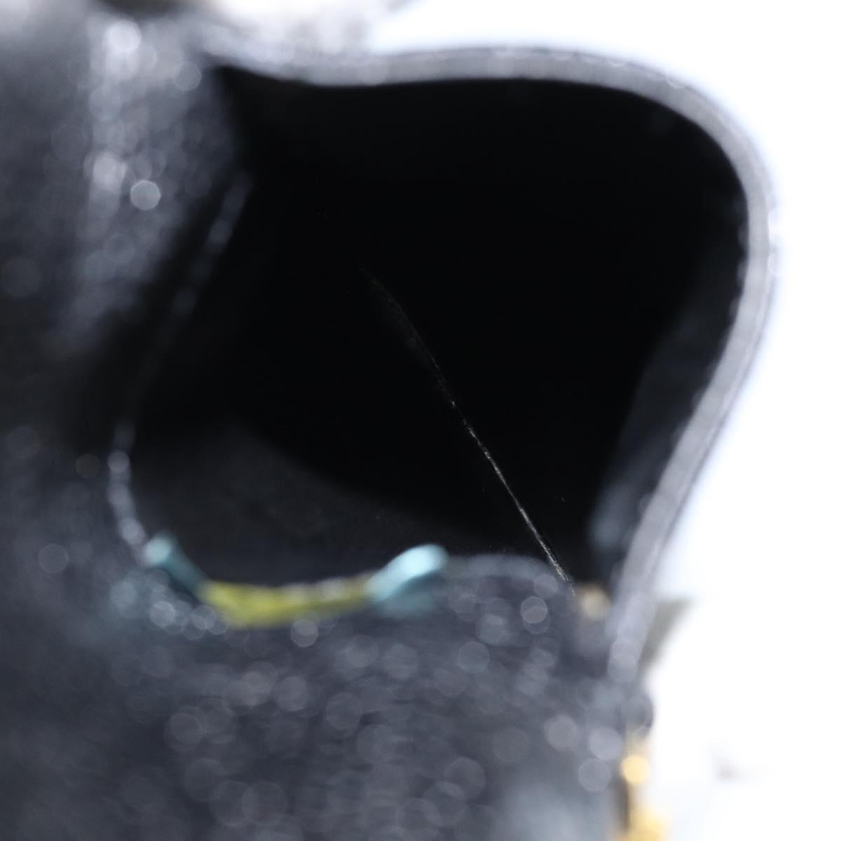 CHANEL COCO Mark Pouch Caviar Skin Black Gold CC Auth bs30918