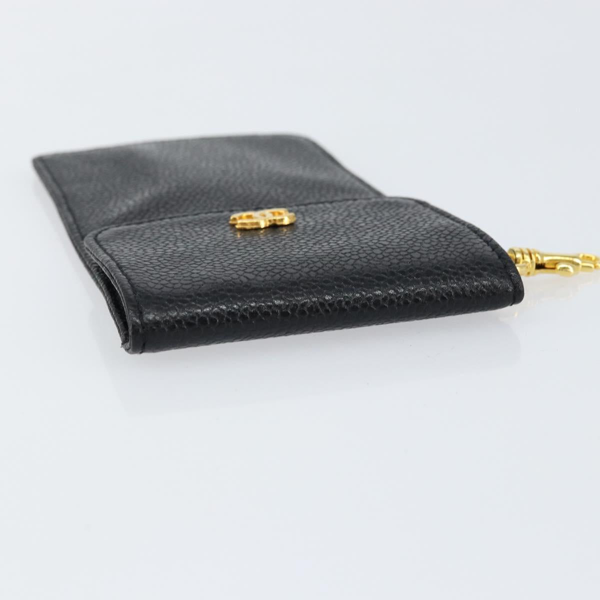 CHANEL COCO Mark Pouch Caviar Skin Black Gold CC Auth bs30918