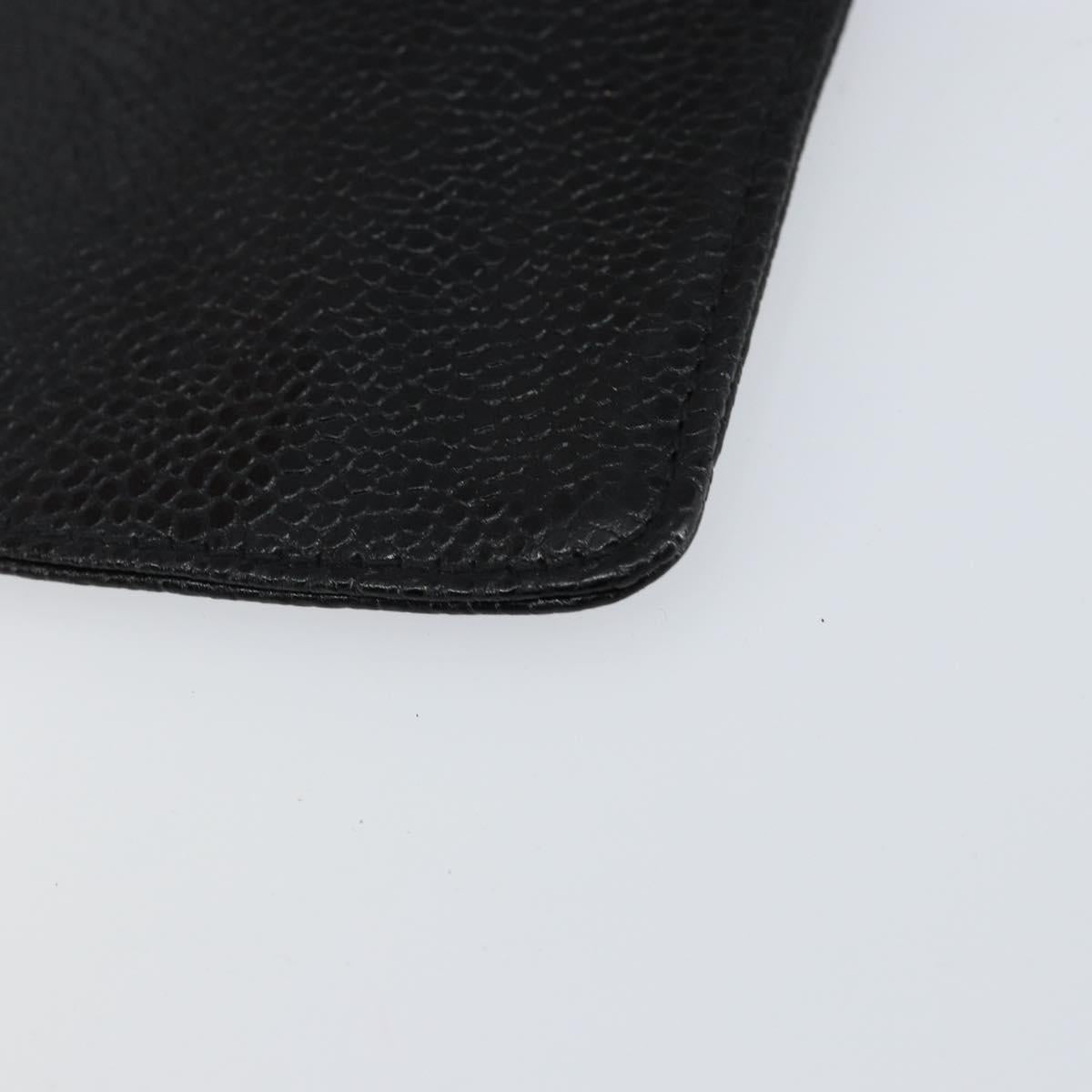 CHANEL COCO Mark Pouch Caviar Skin Black Gold CC Auth bs30918