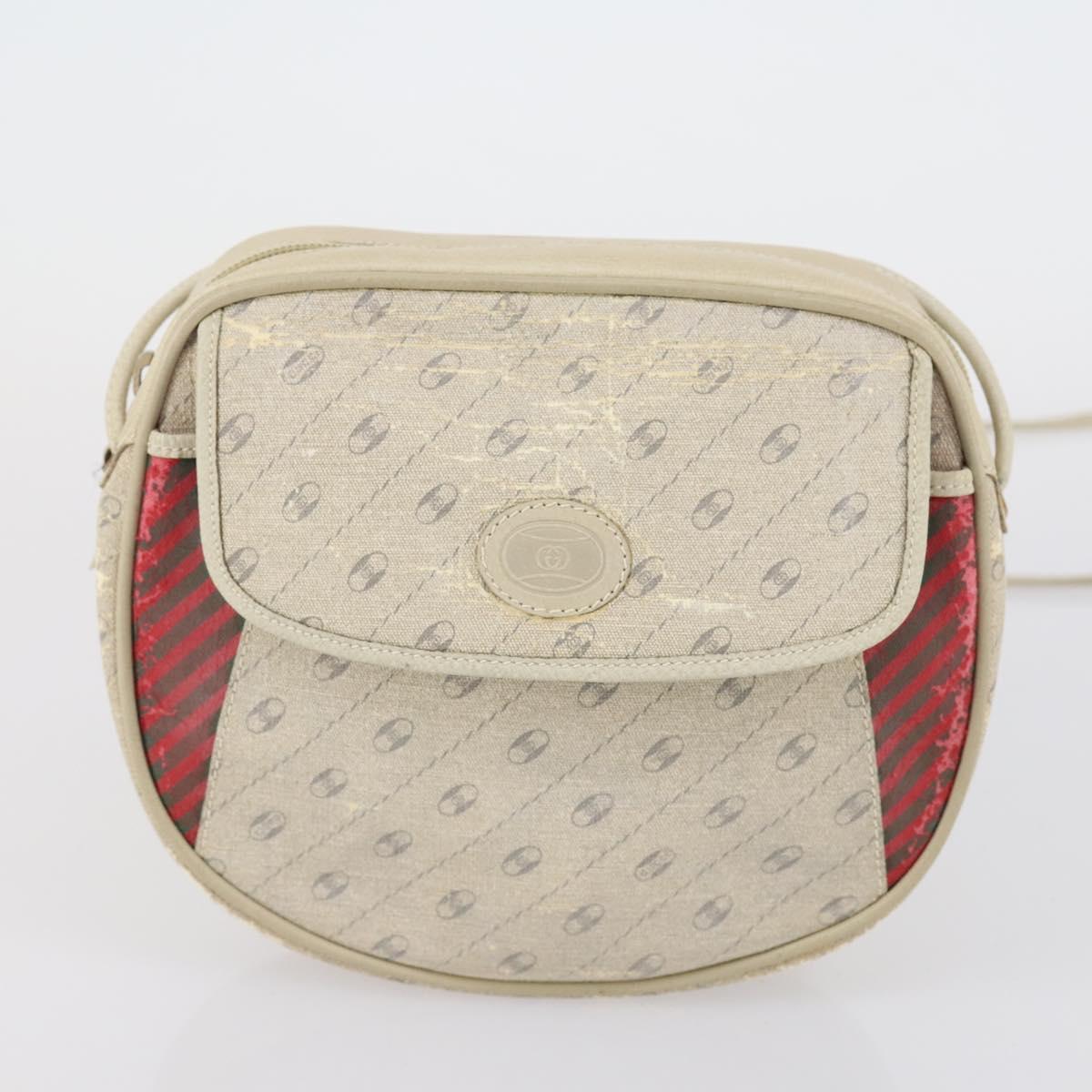 GUCCI GG Canvas Shoulder Bag Leather 3 Set Beige Auth bs30922
