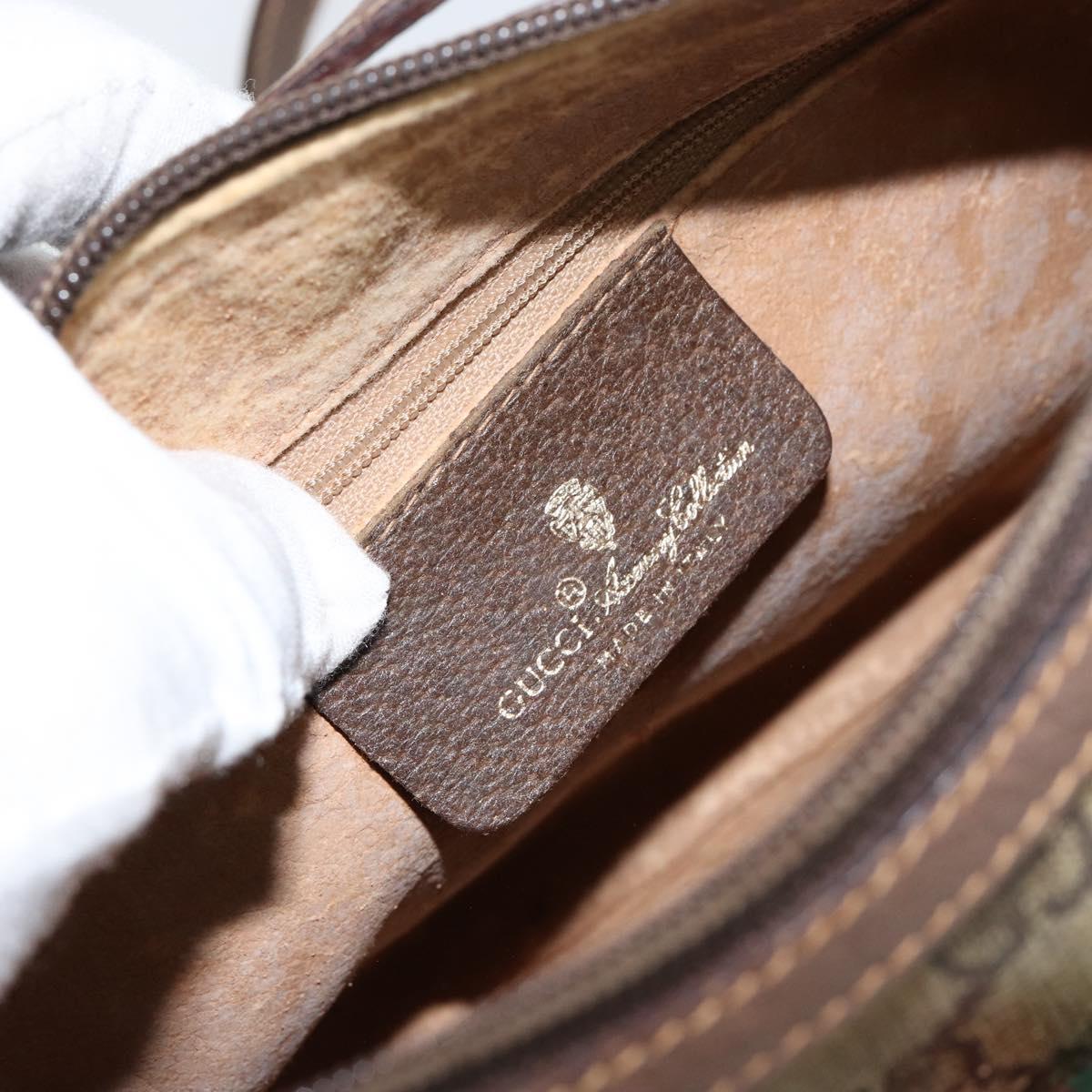 GUCCI GG Supreme Web Sherry Line Bag PVC Beige Gold 89 02 032 Auth bs30923