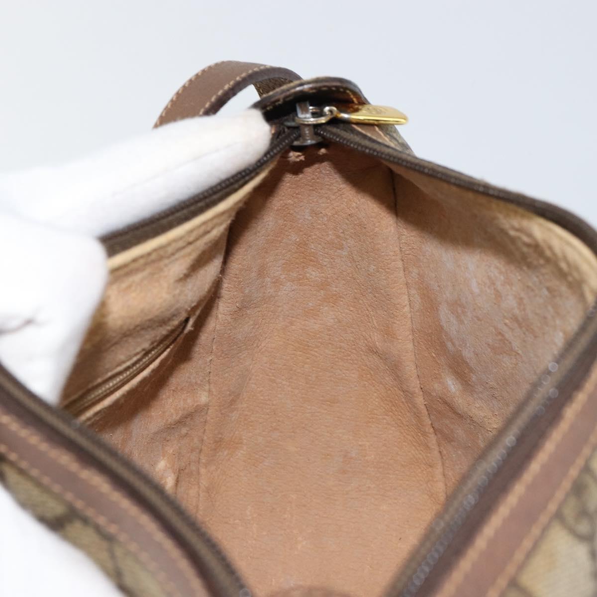 GUCCI GG Supreme Web Sherry Line Bag PVC Beige Gold 89 02 032 Auth bs30923