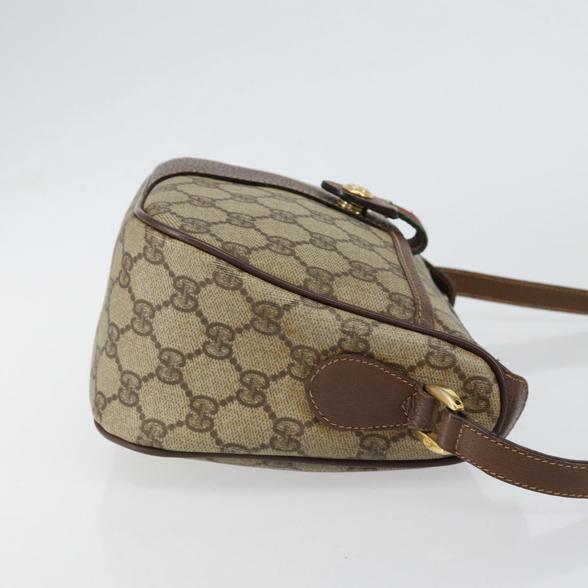 GUCCI GG Supreme Web Sherry Line Bag PVC Beige Gold 89 02 032 Auth bs30923