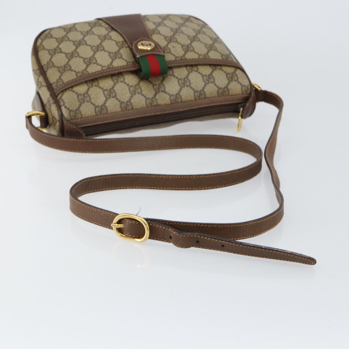 GUCCI GG Supreme Web Sherry Line Bag PVC Beige Gold 89 02 032 Auth bs30923