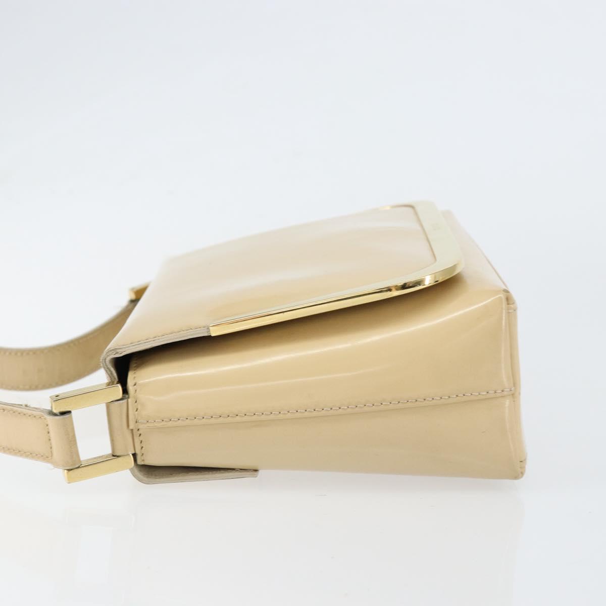 GUCCI Shoulder Bag Patent leather Beige Gold 007 2113 0278 Auth bs30927