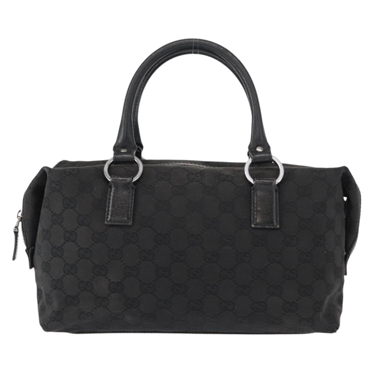 GUCCI GG Canvas Hand Bag Black 113009 Auth bs30929
