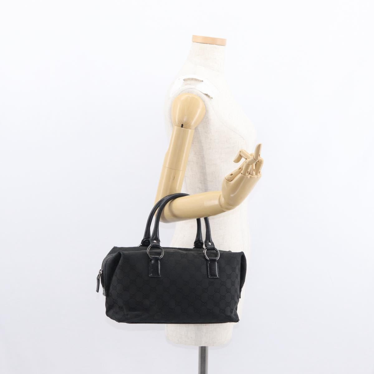 GUCCI GG Canvas Hand Bag Black 113009 Auth bs30929