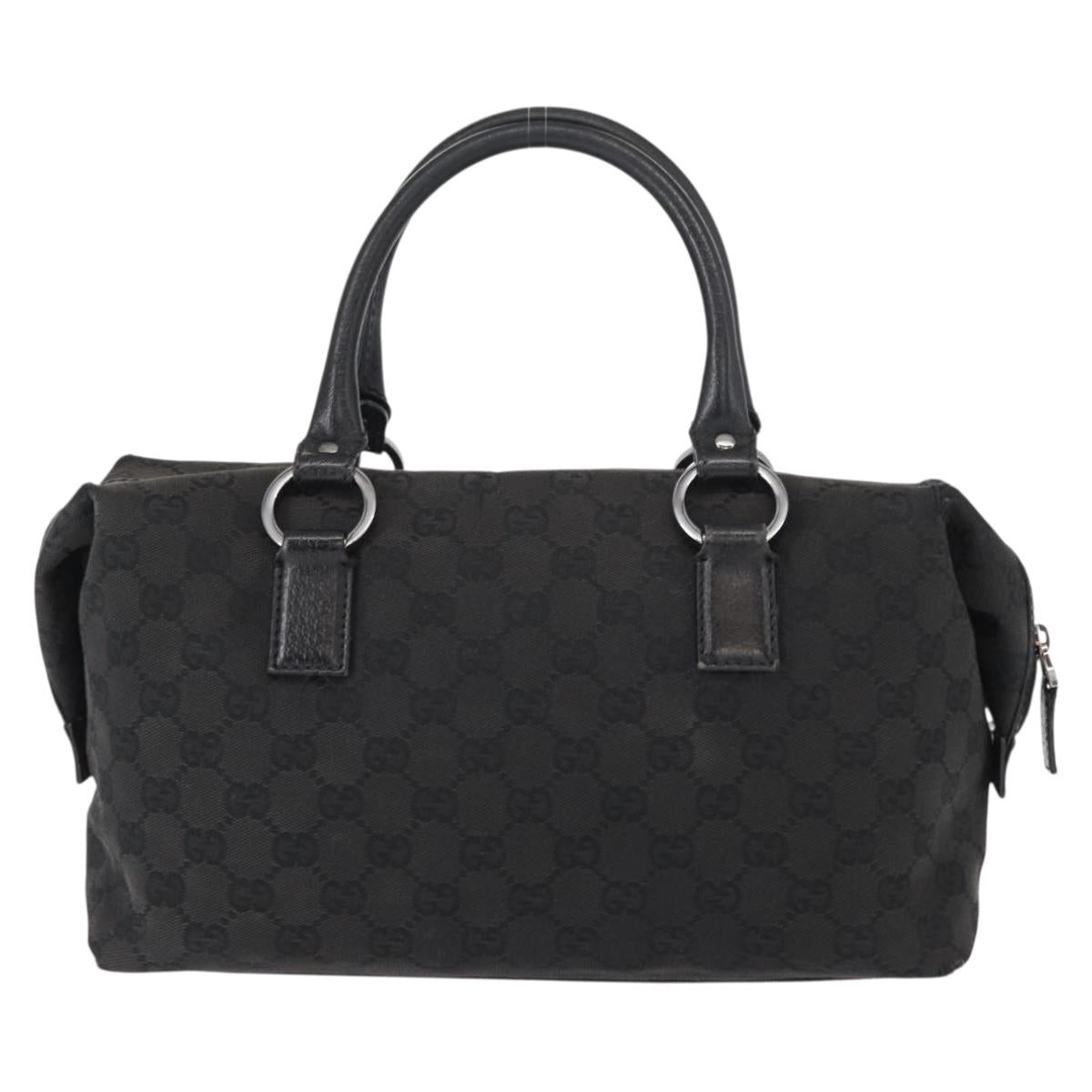 GUCCI GG Canvas Hand Bag Black 113009 Auth bs30929