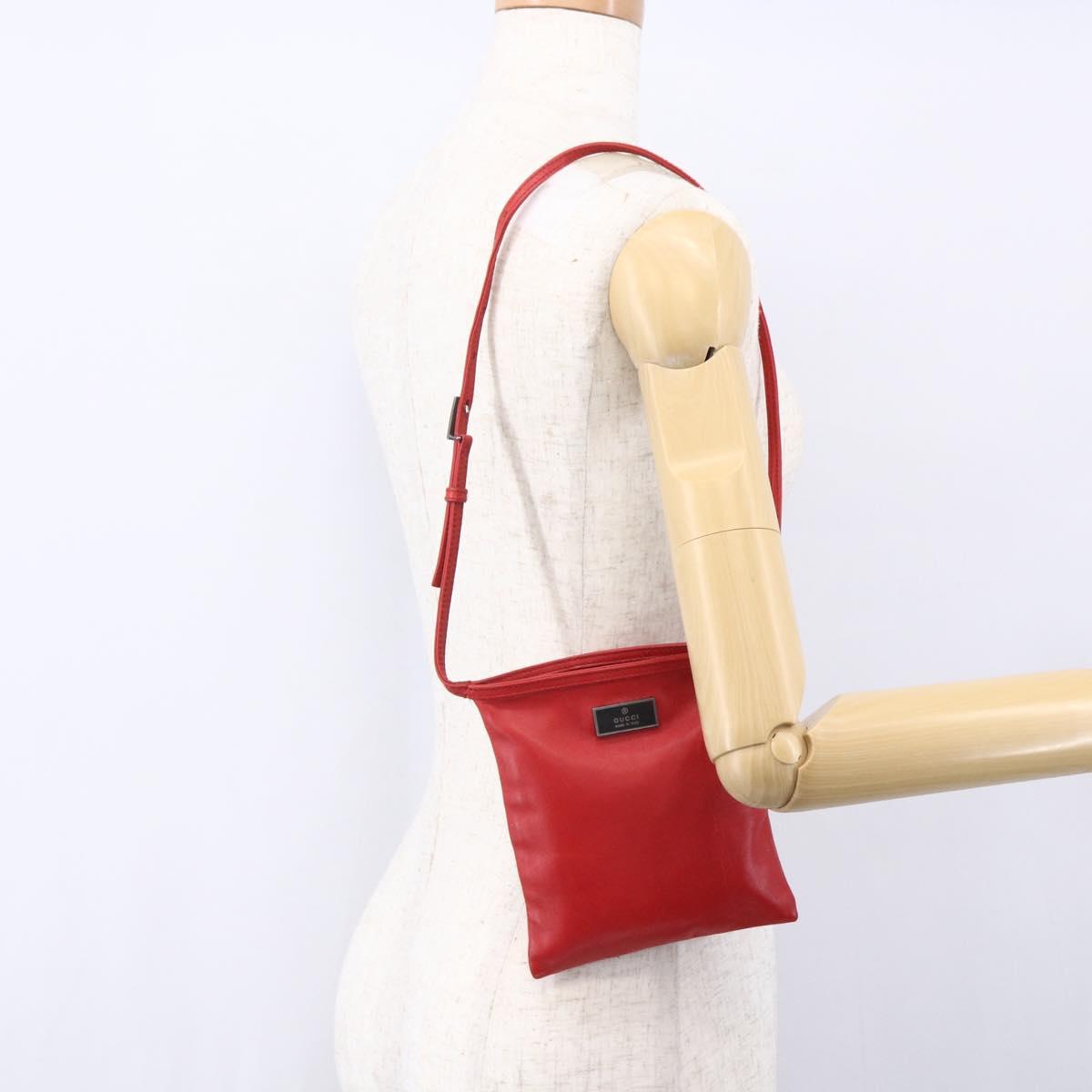 GUCCI Shoulder Bag Leather Red 039 0999 1669 Auth bs30931