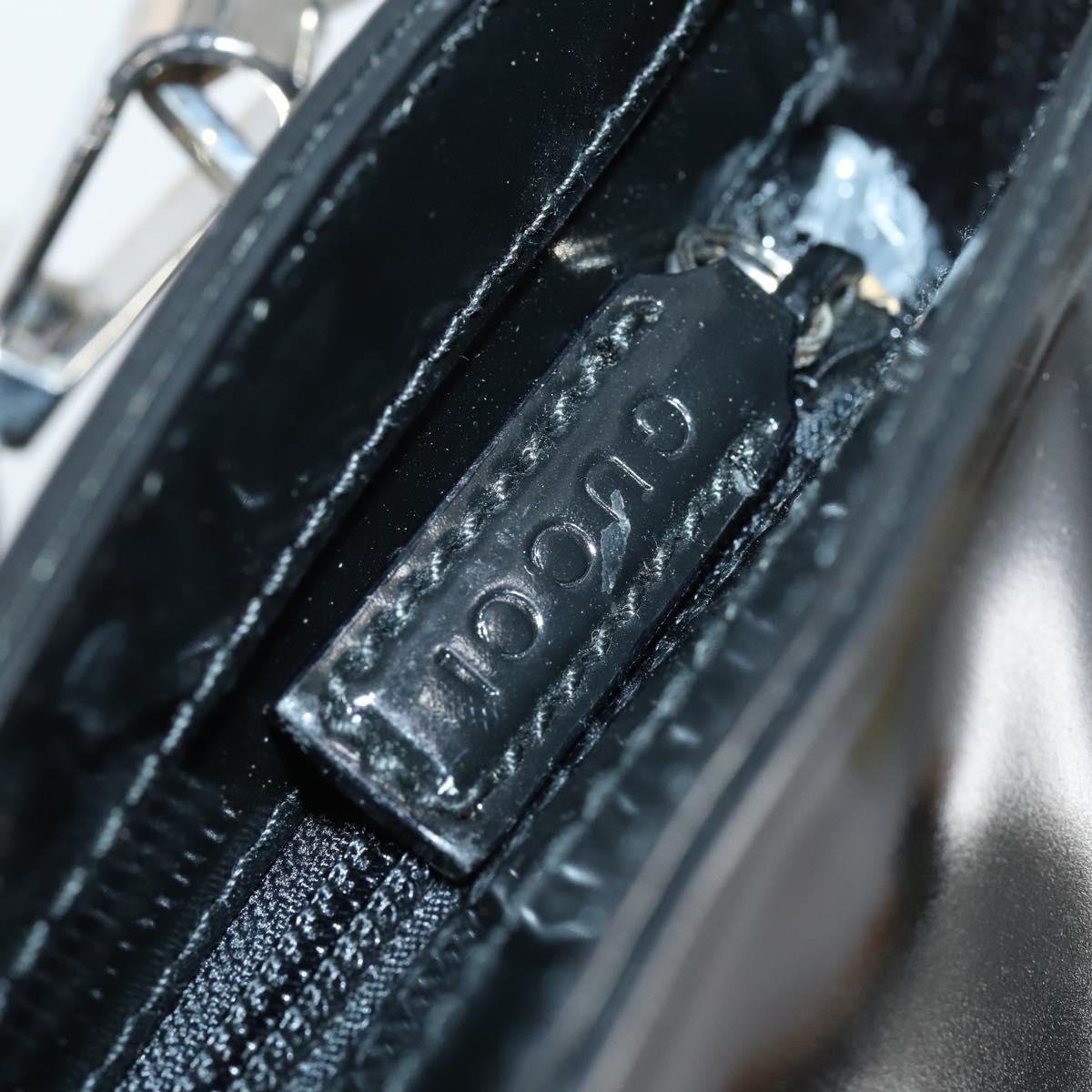 GUCCI Hand Bag Enamel 2way Black Silver Auth bs30934