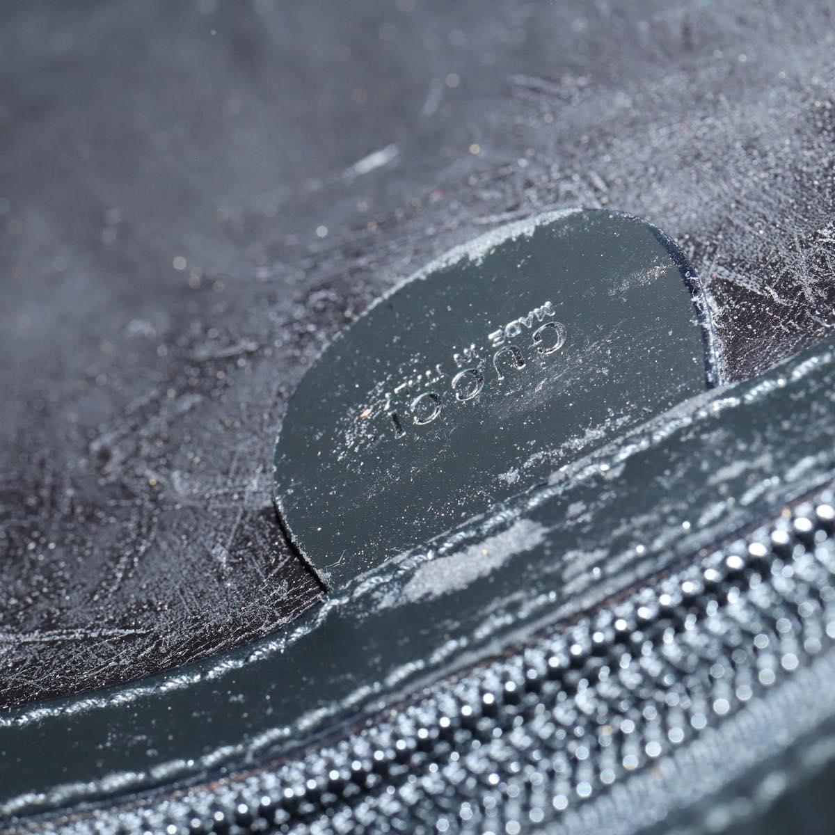 GUCCI Hand Bag Enamel 2way Black Silver Auth bs30934