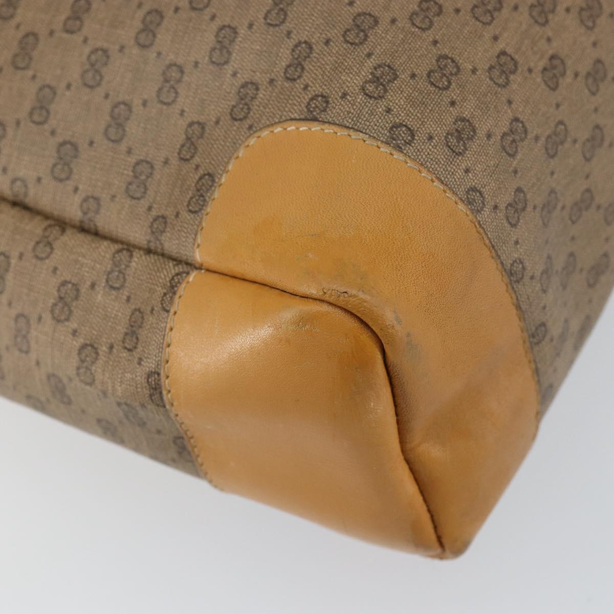 GUCCI Micro GG Supreme Tote Bag PVC Beige Gold Auth bs30935