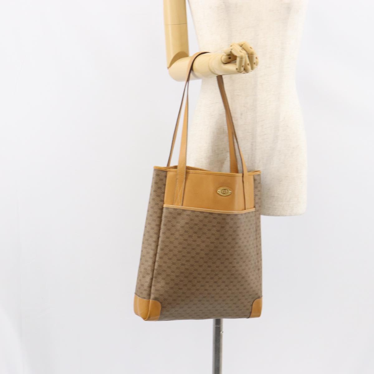 GUCCI Micro GG Supreme Tote Bag PVC Beige Gold Auth bs30935
