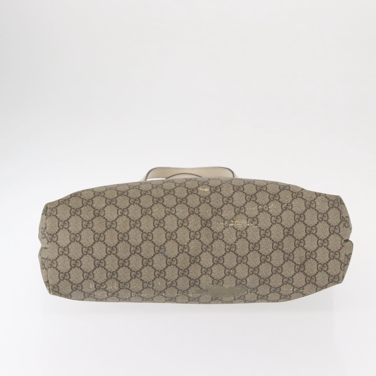 GUCCI GG Supreme Tote Bag PVC Beige Silver 211137 Auth bs30938