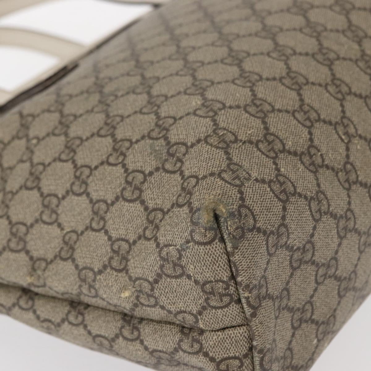 GUCCI GG Supreme Tote Bag PVC Beige Silver 211137 Auth bs30938