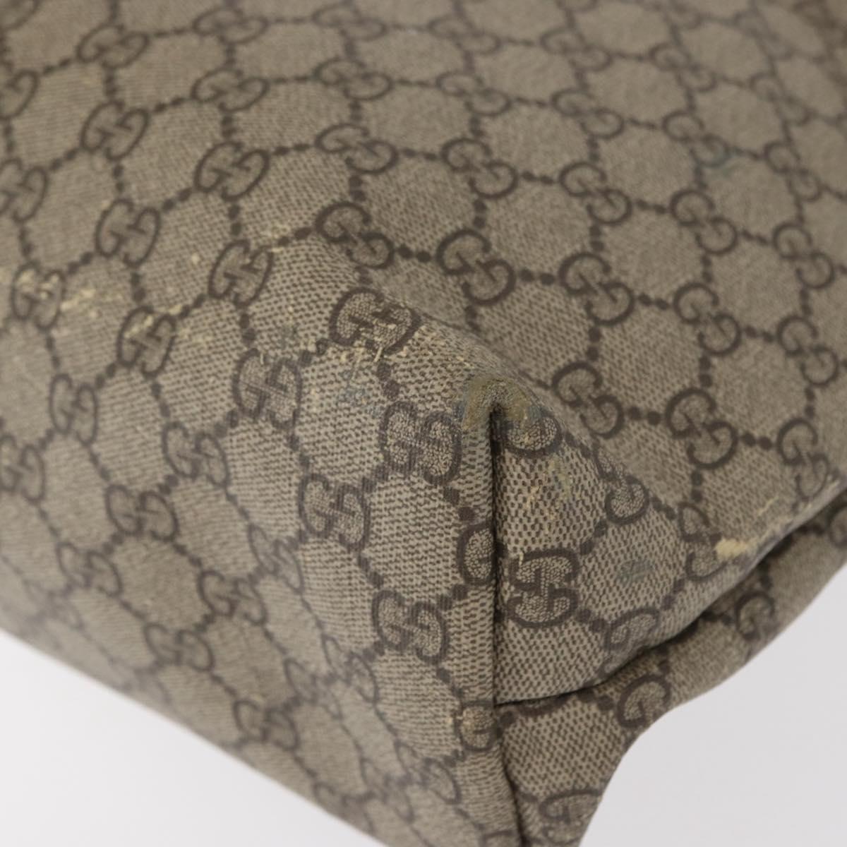 GUCCI GG Supreme Tote Bag PVC Beige Silver 211137 Auth bs30938