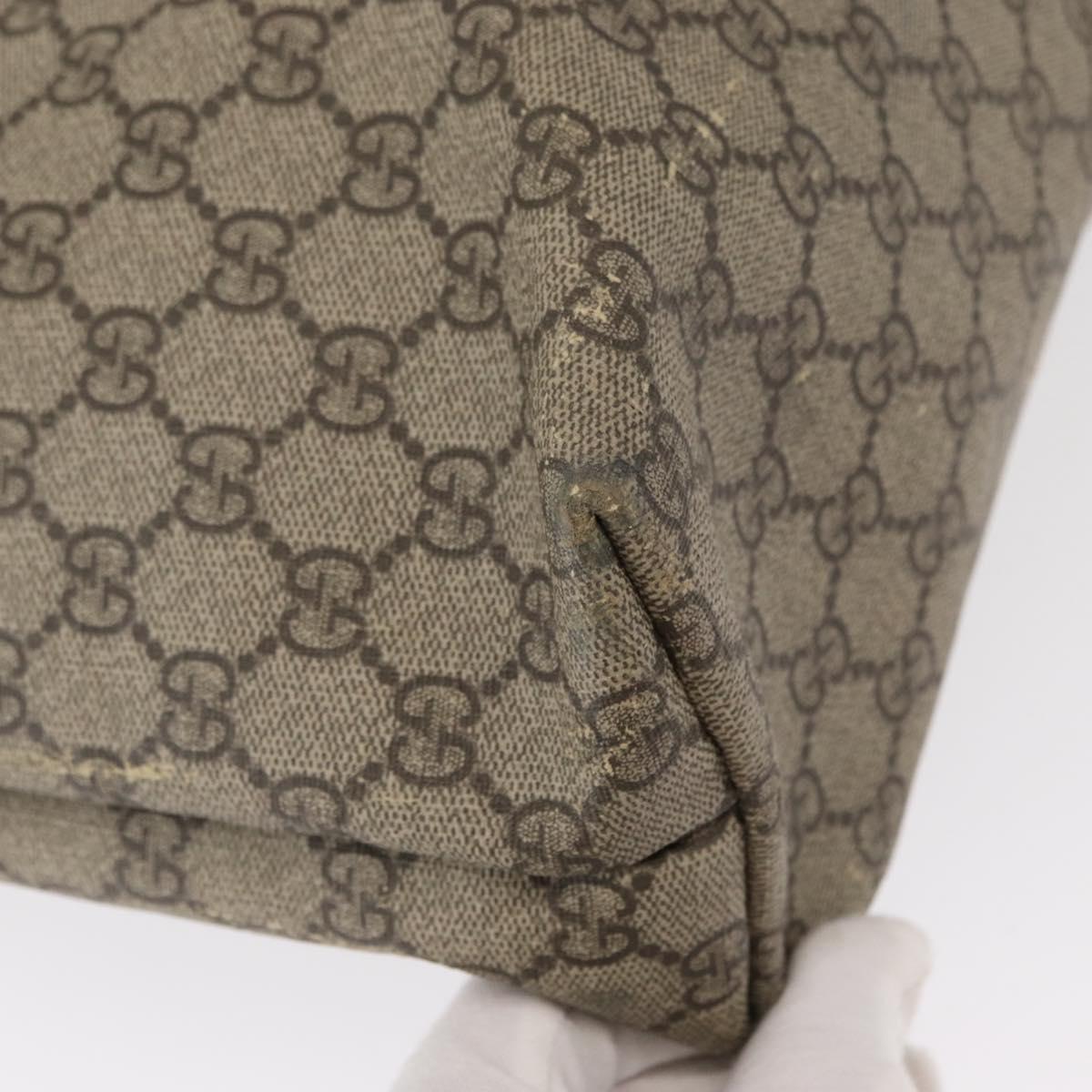 GUCCI GG Supreme Tote Bag PVC Beige Silver 211137 Auth bs30938