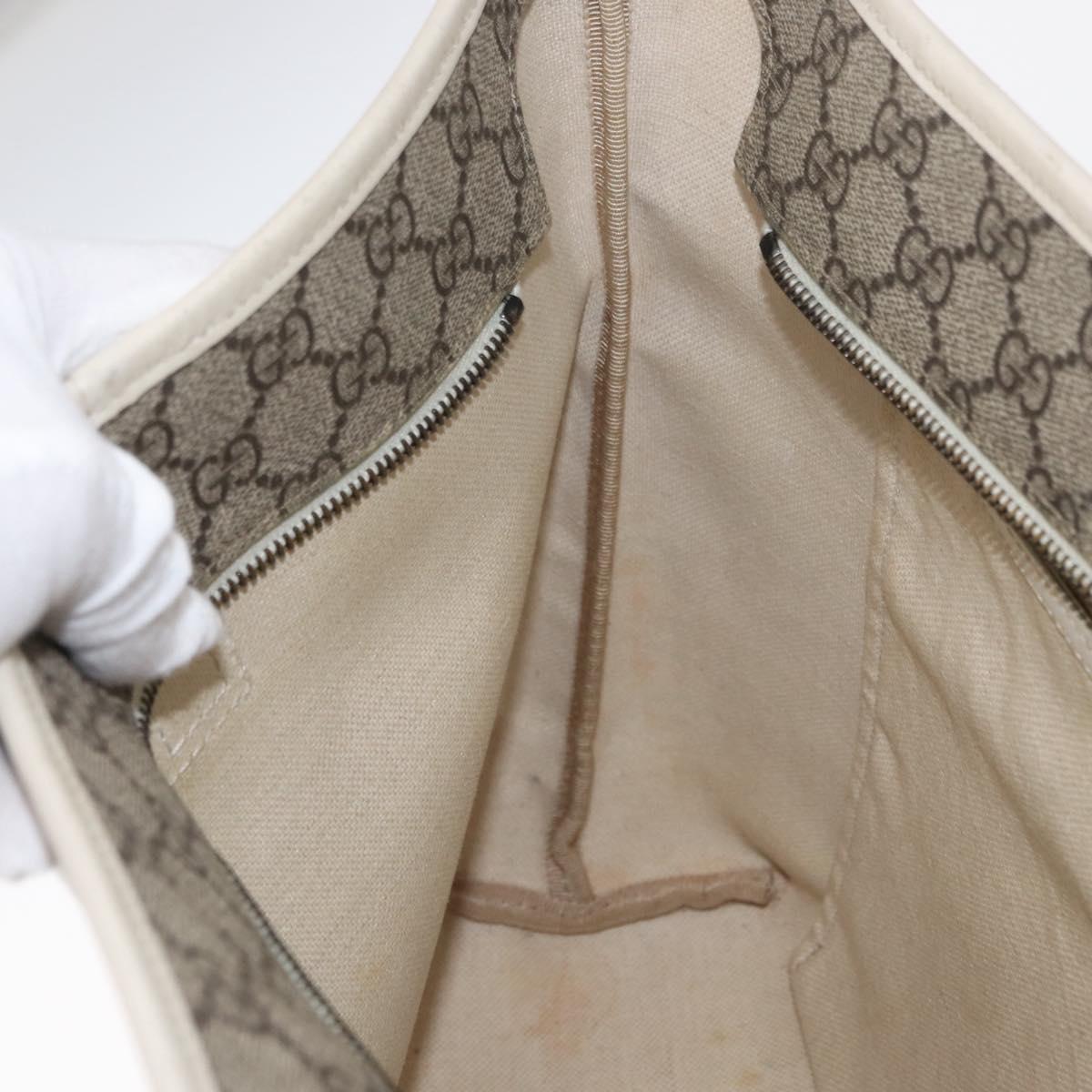 GUCCI GG Supreme Tote Bag PVC Beige Silver 211137 Auth bs30938