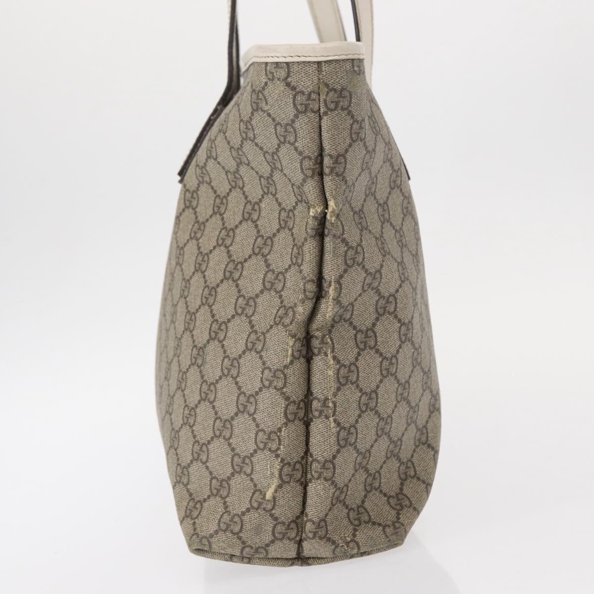 GUCCI GG Supreme Tote Bag PVC Beige Silver 211137 Auth bs30938